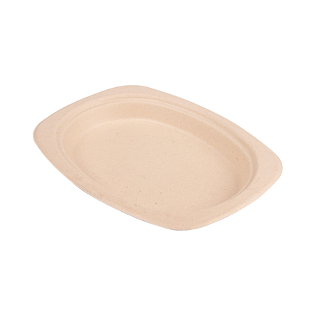 Image ASSIETTES OVALES 'BIONIC'  23,3x16,5x2 CM NATUREL BAGASSE (800 UNITÉ) #1