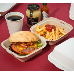 Image COQUILLES HAMBURGER 'BIONIC' 450 ML 15,2x15x8,4 CM NATUREL BAGASSE (600 UNITÉ) #4