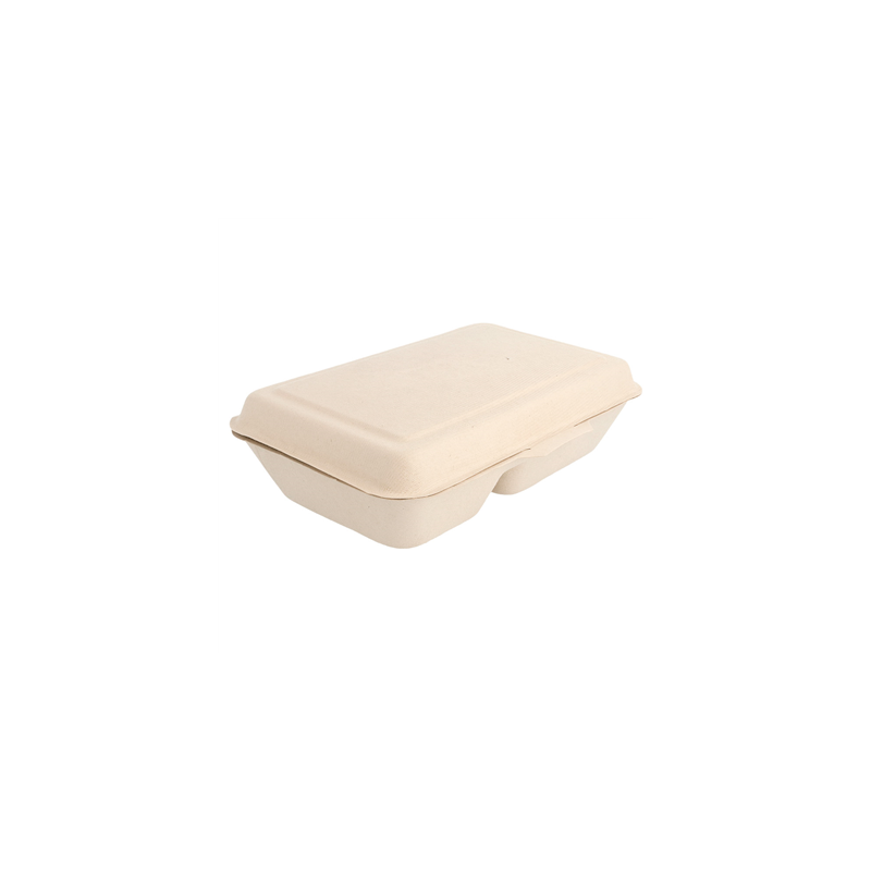 COQUILLES 2 COMPART. 'BIONIC' 1 L 16,5x22,5x6,4 CM NATUREL BAGASSE (500 UNITÉ)