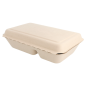 Image COQUILLES 2 COMPART. 'BIONIC' 1 L 16,5x22,5x6,4 CM NATUREL BAGASSE (500 UNITÉ) #2