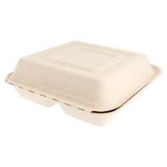 COQUILLES "L" 3 COMPART. 'BIONIC' 25x25x7,5 CM NATUREL BAGASSE (250 UNITÉ)