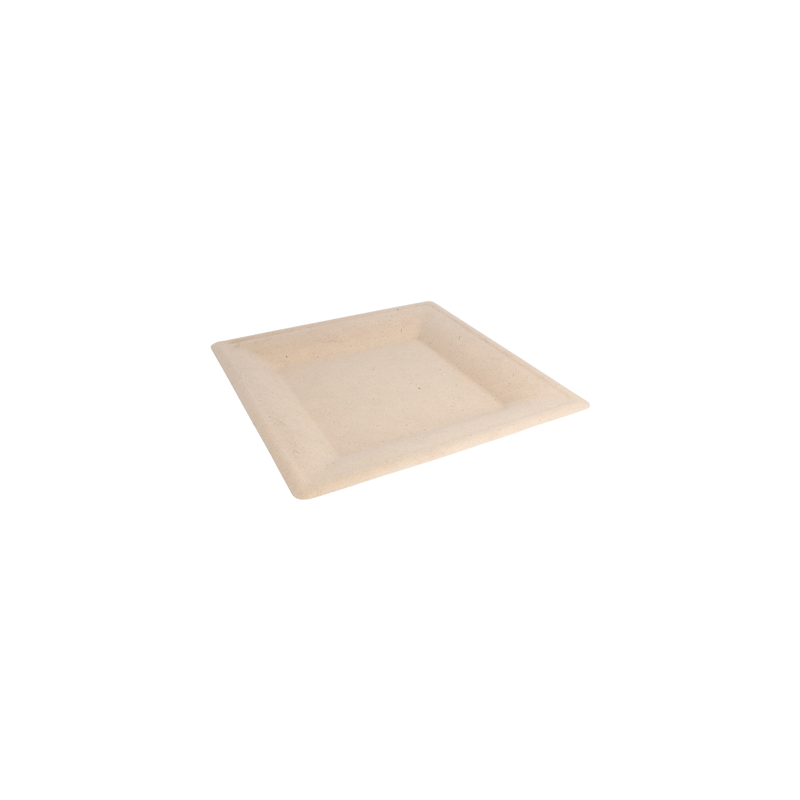 ASSIETTES CARRÉES 'BIONIC'  26,2x26,2x1,4 CM NATUREL BAGASSE (500 UNITÉ)