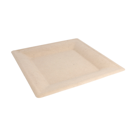 Image ASSIETTES CARRÉES 'BIONIC'  26,2x26,2x1,4 CM NATUREL BAGASSE (500 UNITÉ) #1