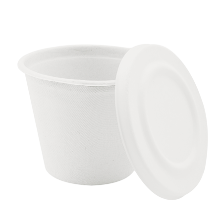 COUVERCLES POUR BOLS 150.64 'BIONIC'  Ø 11x0,8 CM BLANC BAGASSE (600 UNITÉ)