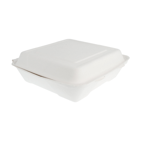 Image COQUILLES "L" 'BIONIC'  22,5x22,5x7,5 CM BLANC BAGASSE (200 UNITÉ) #1