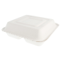Image COQUILLES "L" 3 COMPART. 'BIONIC'  25x25x7,5 CM BLANC BAGASSE (250 UNITÉ) #2