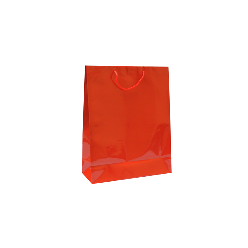 SAC BOUTIQUE ANSES CORDON  150 G/M2 40+15x50 CM ROUGE CELLULOSE (100 UNITÉ)