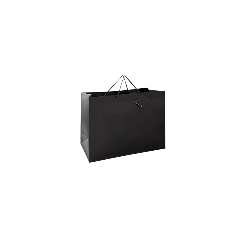 SAC BOUTIQUE ANSES CORDON  150 G/M2 40+15x32 CM NOIR CELLULOSE (100 UNITÉ)