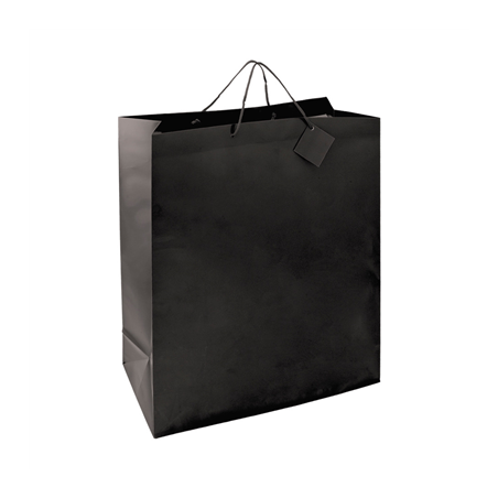 Image SAC BOUTIQUE ANSES CORDON  150 G/M2 40+15x50 CM NOIR CELLULOSE (100 UNITÉ) #1
