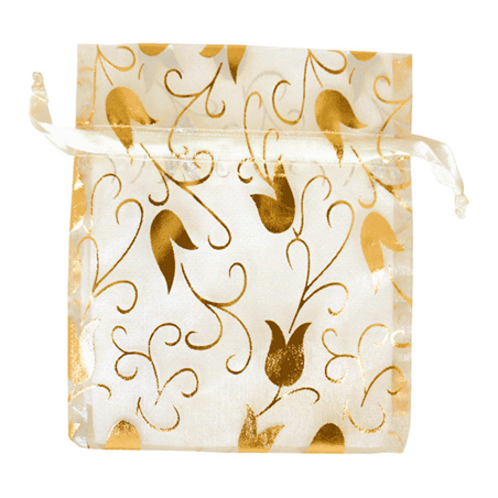 Image 48 U. SACHETS ORGANDY AVEC FERMETURE  12,5X11 CM DORE MICROFIBRE (1 UNITÉ) #1