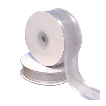 Image RUBAN CADEAU ORGANDY  23 MMx50 M ARGENTE POLYESTER (1 UNITÉ) #1