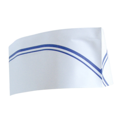 Image CALOTS AJUSTABLES BATEAU FRANGES BLEUES  28 CM BLANC PAPIER (100 UNITÉ) #1