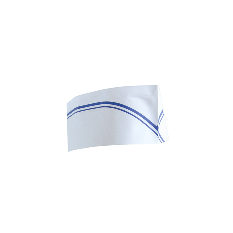 CALOTS AJUSTABLES BATEAU FRANGES BLEUES  28 CM BLANC PAPIER (100 UNITÉ)