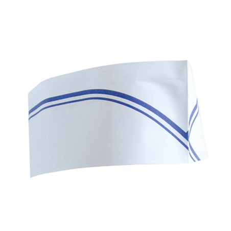 Image CALOTS AJUSTABLES BATEAU FRANGES BLEUES  28 CM BLANC PAPIER (100 UNITÉ) #1