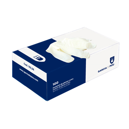 Image GANTS AVEC TALC  SIZE: M BLANC LATEX (100 UNITÉ) #1