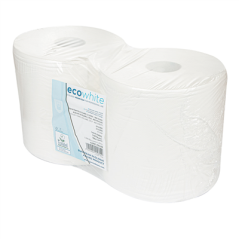 Image BOBINES ECOLABEL 2 PLIS - 900 FEUILLES 19 G/M2 Ø26x26 CM BLANC OUATE (2 UNITÉ) #1
