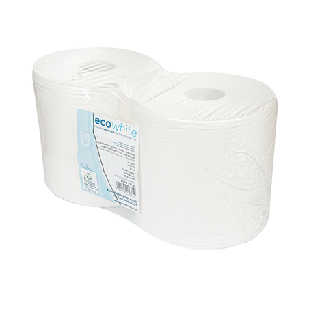 Image BOBINES ECOLABEL 2 PLIS - 900 FEUILLES  19 G/M2 Ø26x26 CM BLANC OUATE (2 UNITÉ) #1