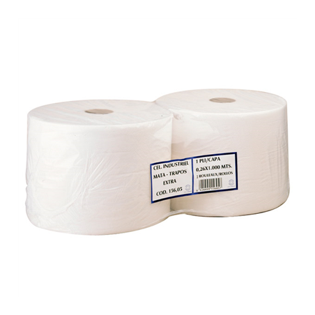 BOBINES ECOLABEL 1 PLI - 2500 FEUILLES  22 G/M2 Ø37x26 CM BLANC OUATE (2 UNITÉ)