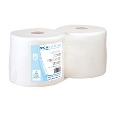 Image BOBINES ECOLABEL 2 PLIS - 2,5 KG 19 G/M2 Ø26x24 CM BLANC OUATE (2 UNITÉ) #1