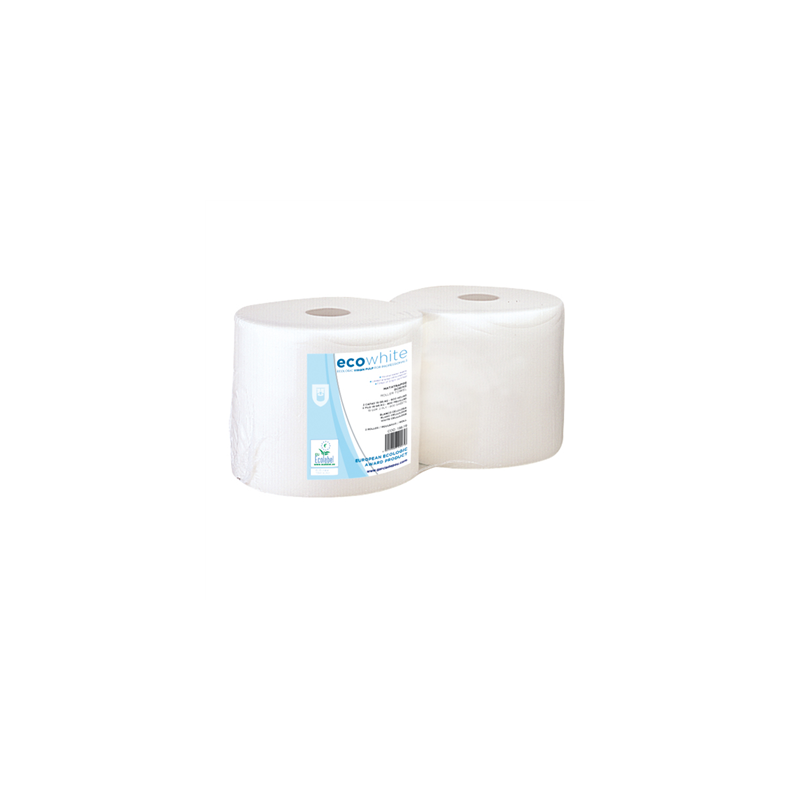 BOBINES ECOLABEL 2 PLIS - 2,5 KG  19 G/M2 Ø26x24 CM BLANC OUATE (2 UNITÉ)