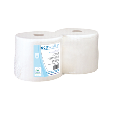 Image BOBINES ECOLABEL 2 PLIS - 2,5 KG  19 G/M2 Ø26x24 CM BLANC OUATE (2 UNITÉ) #1