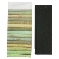 Image SACS COUVERTS + SERVIETTE 'JUST IN TIME - WOOD' 90 + 10PE G/M2 8,5x19,5 CM NOIR AIRLAID (250 UNITÉ) #3