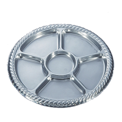 Image PLATEAUX PRESENTATION 5 COMPARTIMENTS  Ø 30,6 CM ARGENTE PET (10 UNITÉ) #1