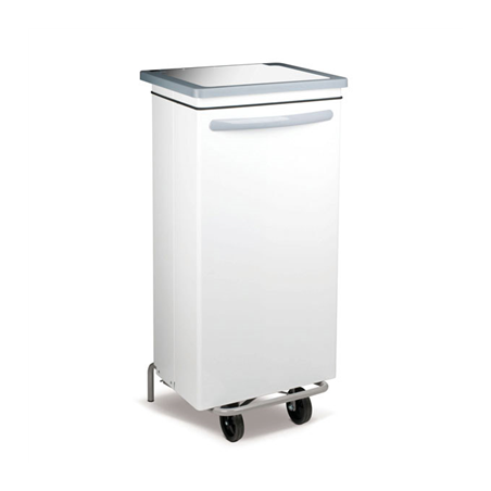 Image CONTENEUR MOBILE AVEC PÉDALE 100 L 47x42x97 CM BLANC METAL (1 UNITÉ) #1
