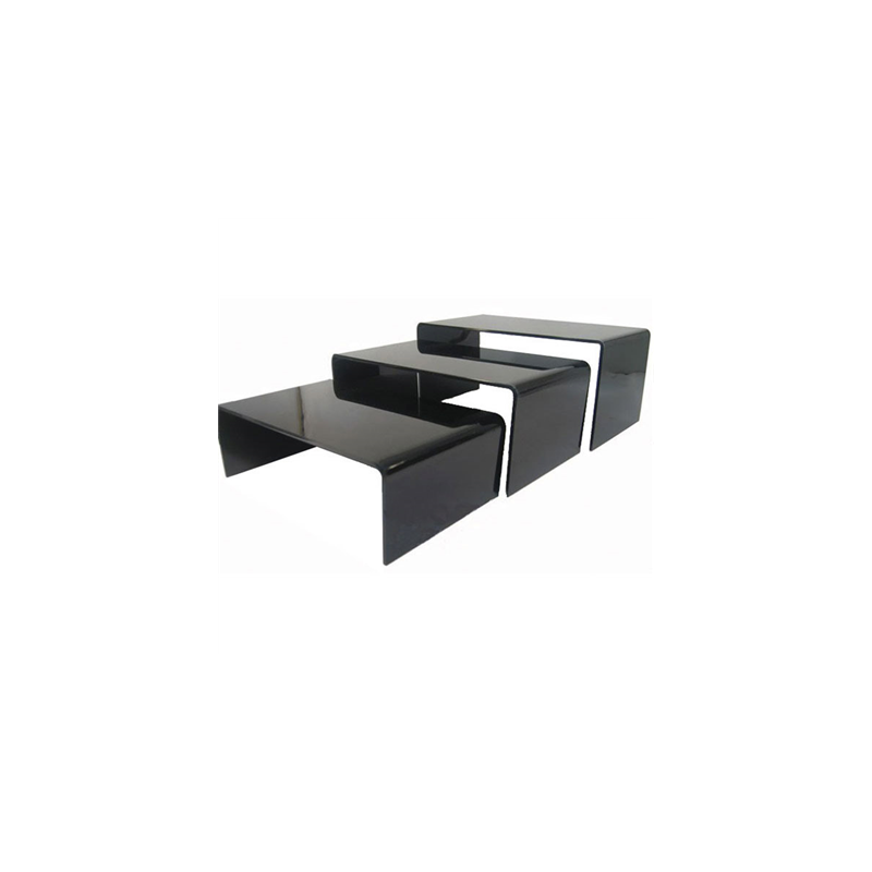 3 U. STANDS BUFFET  30x15x6/9/11 CM NOIR ACRYLIQUE (1 UNITÉ)