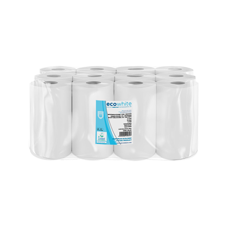 Image ESSUIE-MAINS "MINI BARRIL" ECOLABEL 2 PLIS - BOBINE 0,35KG  19 G/M2 Ø 13,2x20 CM BLANC OUATE (12 UNITÉ) #1