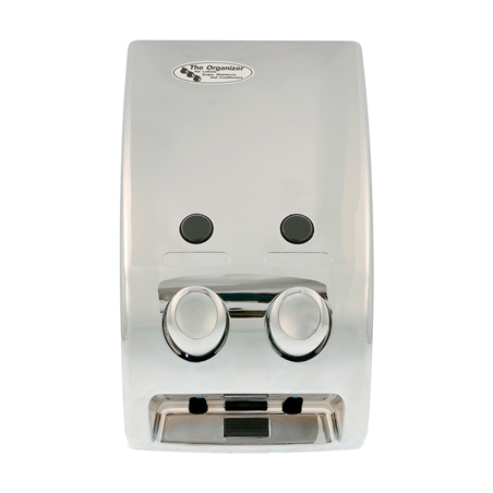 Image DISTRIBUTEUR SAVON 2 PRODUITS  14,5x9,7x27 ARGENTE CHROME (1 UNITÉ) #1