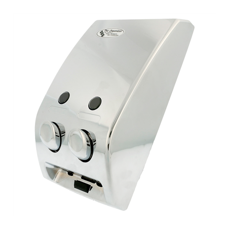 DISTRIBUTEUR SAVON 2 PRODUITS  14,5x9,7x27 ARGENTE CHROME (1 UNITÉ)