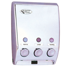 Image DISTRIBUTEUR SAVON 3 PRODUITS  20x9,7x27 CM ARGENTE CHROME (1 UNITÉ) #1