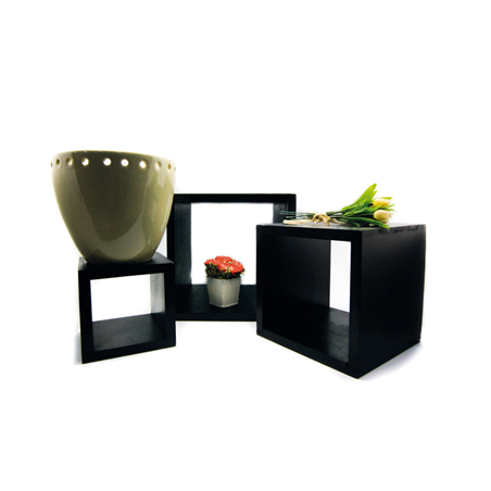 Image 3 U. ÉLÉVATEURS CARRÉS  13/18/23 CM NOIR BOIS (1 UNITÉ) #1