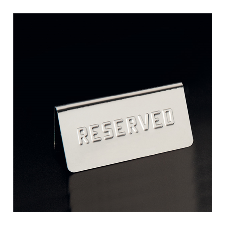 Image PLAQUE DE TABLE "RESERVED"  12x5,4x5,9 CM ARGENTE INOX (1 UNITÉ) #1