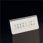 Image PLAQUE DE TABLE "RESERVED"  12x5,4x5,9 CM ARGENTE INOX (1 UNITÉ) #1