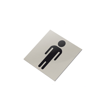 Image PLAQUE AUTO-ADHESIVE - MESSIEURS "W.C."  12,5x12,5 CM ARGENTE INOX (1 UNITÉ) #1