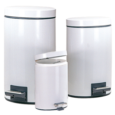 Image POUBELLE À PEDALE AVEC RÉCEPTACLE INTÉRIEUR 5 L Ø 20,5x28 CM BLANC ACIER (1 UNITÉ) #1