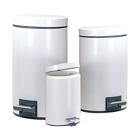 Image POUBELLE À PÉDALE AVEC RÉCEPTACLE INTÉRIEUR 12 L Ø 25x38 CM BLANC ACIER (1 UNITÉ) #1