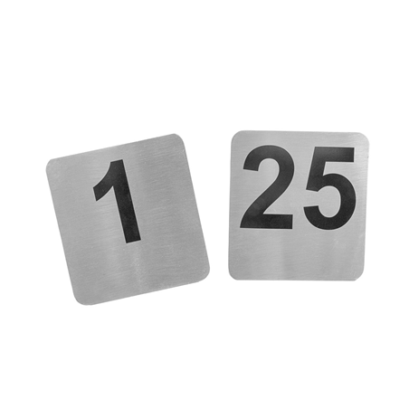 Image NUMÉROS DE TABLE DU 1 AU 25  9,5x8,8 CM ARGENTE INOX (1 UNITÉ) #1