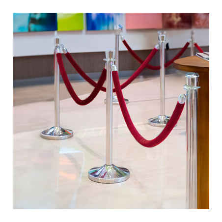 CORDON COLONNE MOBILE ARGENT  Ø 3,2x150 CM BORDEAUX VELOURS (1 UNITÉ)