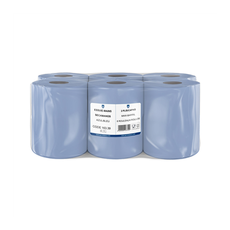 Image ESSUIE-MAINS "MAXI BARRIL" ECOLABEL 2 PLIS - 365 FEUILLES  20 G/M2 Ø 20x21,6 CM BLEU OUATE (6 UNITÉ) #1
