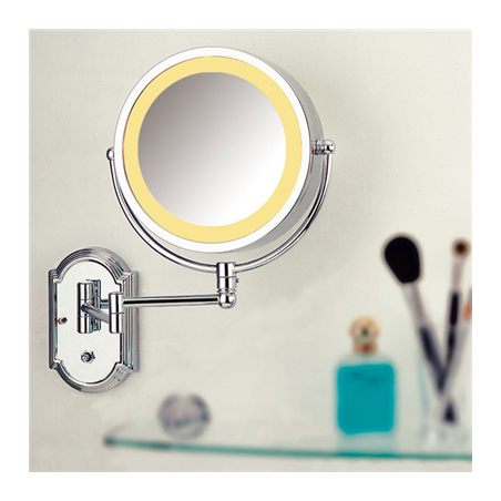 Image MIROIR BAINS MURAL, 2 FACES 230 V. GROSSISSANTx3  Ø21,5x36 CM ARGENTE METAL (1 UNITÉ) #1