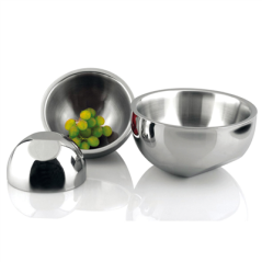 Image BOL DOUBLE PAROI 1100 ML Ø 17x11 CM ARGENTE INOX (1 UNITÉ) #1