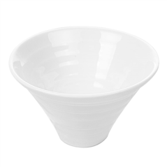 Image BOLS CONIQUES STRIÉS 160 ML Ø9,5x6,5 (h) CM BLANC PORCELAINE (6 UNITÉ) #1