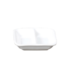 Image RÉCIPIENTS RECTANGULAIRES 2 COMP. 'AKALA' 7,8x7,8x2 CM BLANC PORCELAINE (12 UNITÉ) #1