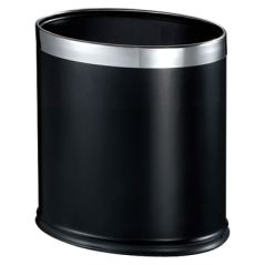 Image CORBEILLE CHAMBRES OVALE 'DELUXE' 9 L 26x19x27 CM NOIR INOX (1 UNITÉ) #1