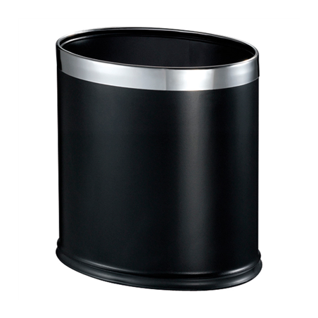 Image CORBEILLE CHAMBRES OVALE 'DELUXE' 9 L 26x19x27 CM NOIR INOX (1 UNITÉ) #1