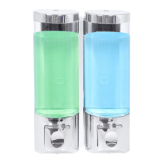 Image DISTRIBUTEUR DE SAVON 2x400 ML 13,7x6,3x20,3 CM ARGENTE ABS (1 UNITÉ) #1