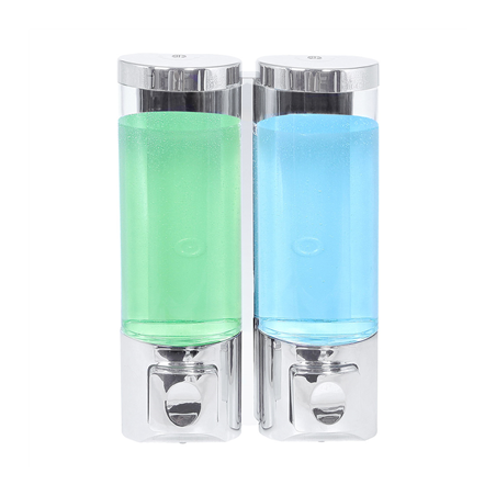 Image DISTRIBUTEUR DE SAVON 2x400 ML 13,7x6,3x20,3 CM ARGENTE ABS (1 UNITÉ) #1